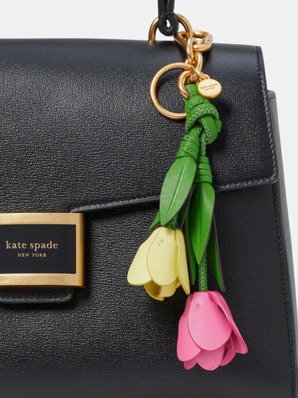 NWT Kate Spade New York leather tulip key fob / bag charm - Picture 2 of 7